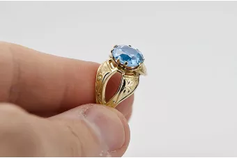 Pierścionek Akwamaryn 14k żółte złoto Klasyczny Vintage vrc135y